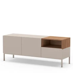 Drawer QUENOR Meuble TV 2 portes 1 tiroir en bois et métal L140cm
