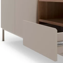 Drawer QUENOR Meuble TV 2 portes 1 tiroir en bois et métal L140cm