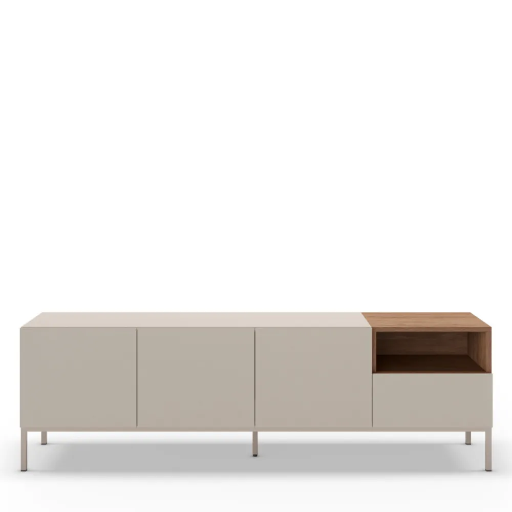 Drawer QUENOR Meuble TV 3 portes 1 tiroir en bois et métal L180cm