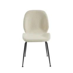 No name RAY Lot de 2 chaises en tissu bouclette et métal