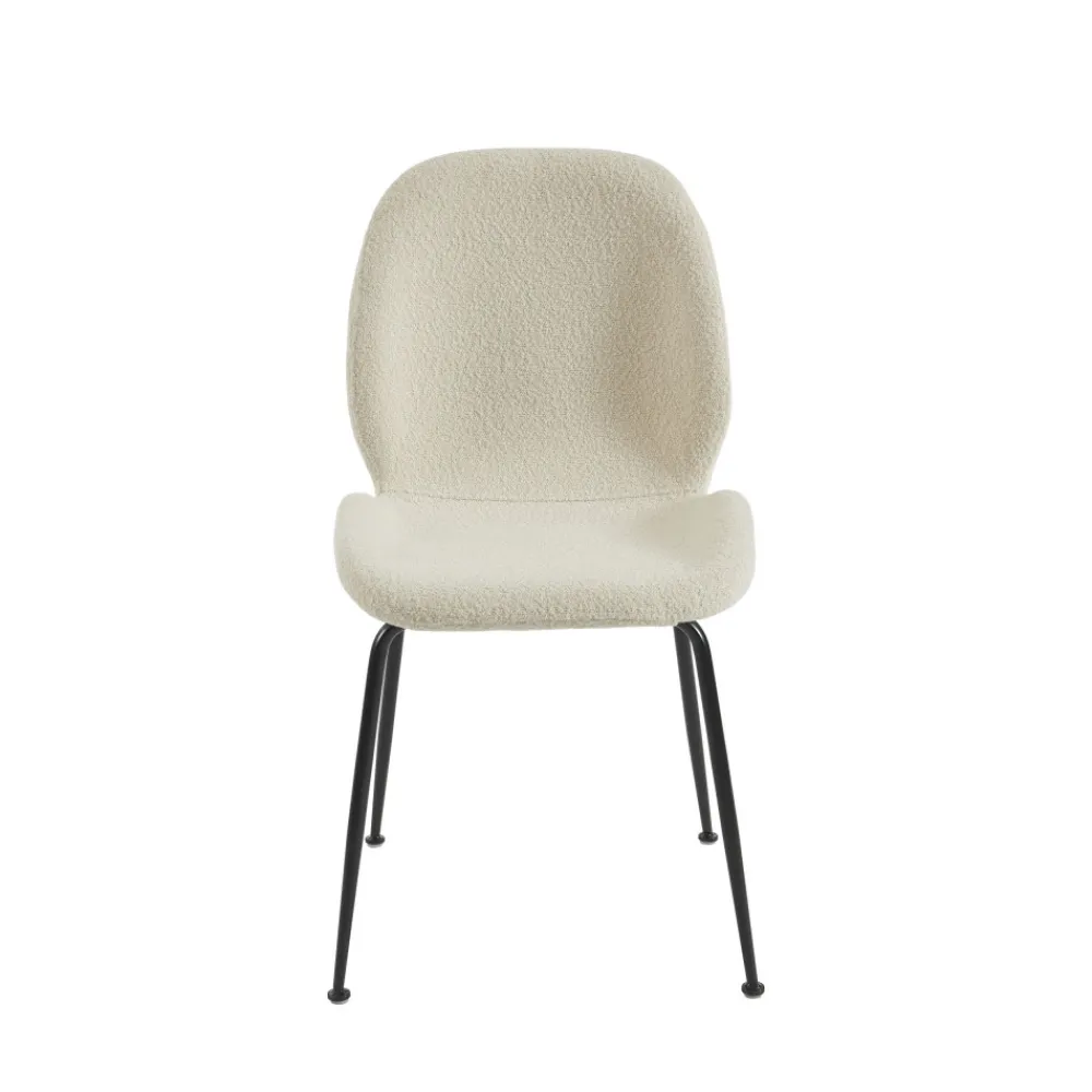 No name RAY Lot de 2 chaises en tissu bouclette et métal