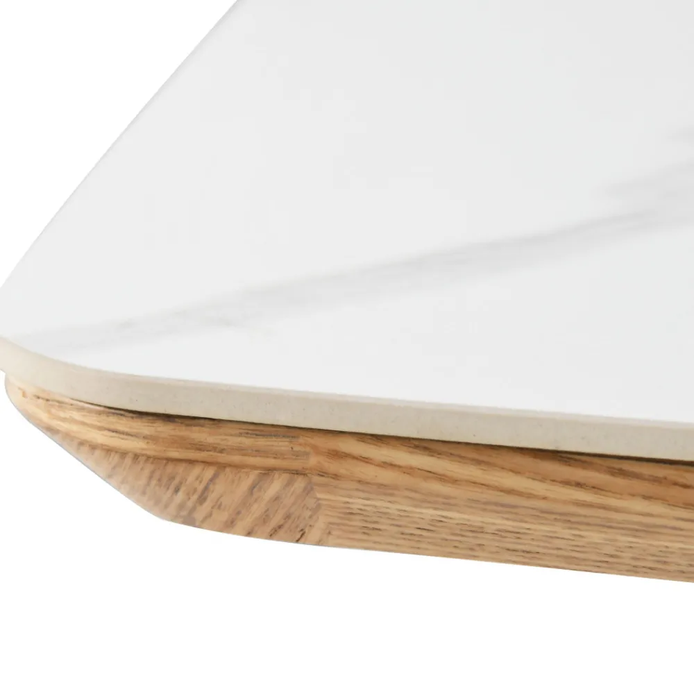 Drawer RENO Table à manger 8 personnes effet marbre et bois
