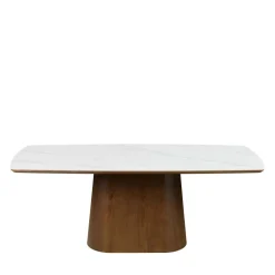 Drawer RENO Table à manger 8 personnes effet marbre et bois