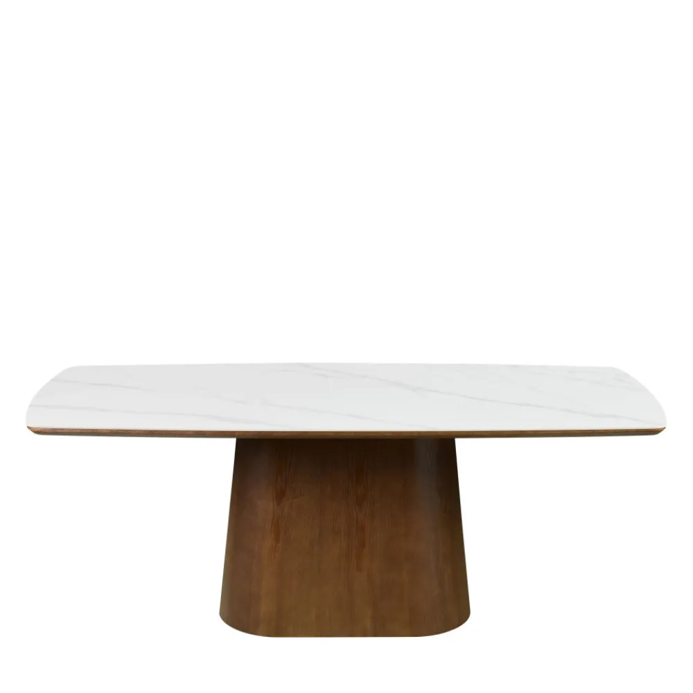 Drawer RENO Table à manger 8 personnes effet marbre et bois