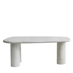 Drawer RHODES Table à manger 6 personnes en effet travertin