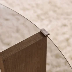 Drawer RIA Table basse ronde en verre fumé et bois ø75cm
