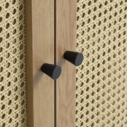 No name RINTO Buffet haut 2 portes bois et métal H135cm