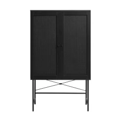 No name RINTO Buffet haut 2 portes bois et métal H135cm