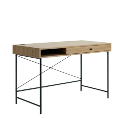 No name RINTO Bureau 1 tiroir 1 niche en bois et métal L120cm