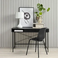 No name RINTO Bureau 1 tiroir 1 niche en bois et métal L120cm