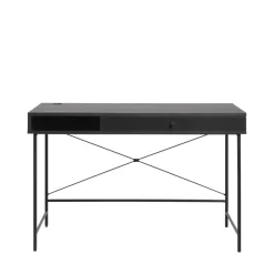 No name RINTO Bureau 1 tiroir 1 niche en bois et métal L120cm