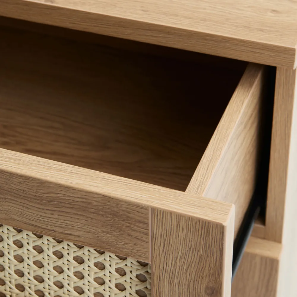No name RINTO Commode 3 tiroirs en bois et métal L80cm
