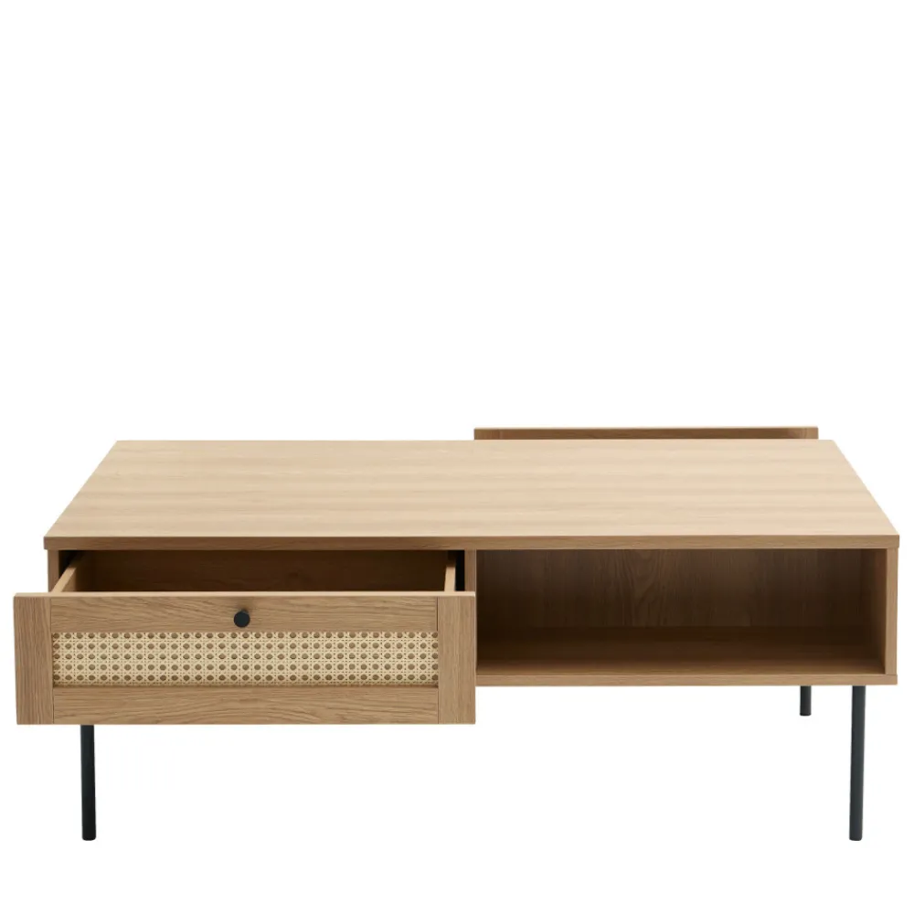 No name RINTO Table basse 2 tiroirs en bois et métal