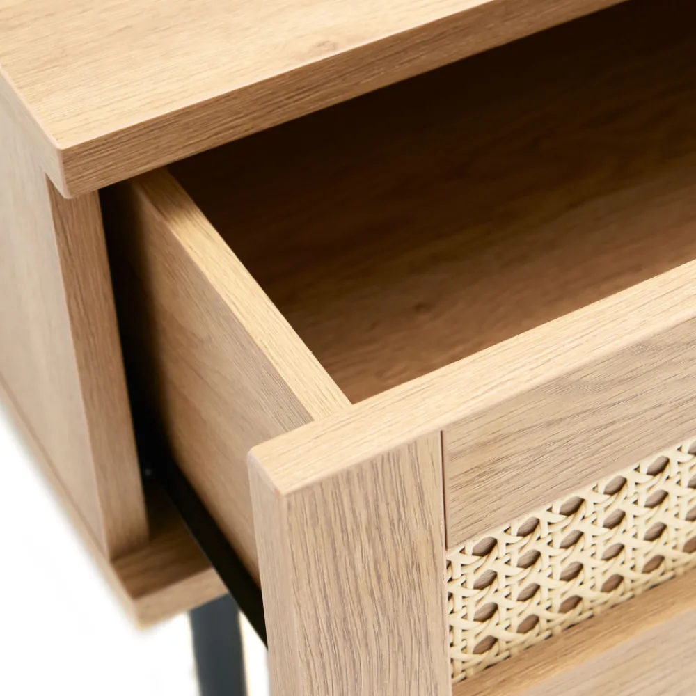 No name RINTO Table basse 2 tiroirs en bois et métal