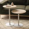 Drawer RITO Table d'appoint en métal et travertin ø40cm