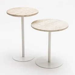 Drawer RITO Table d'appoint en métal et travertin ø40cm