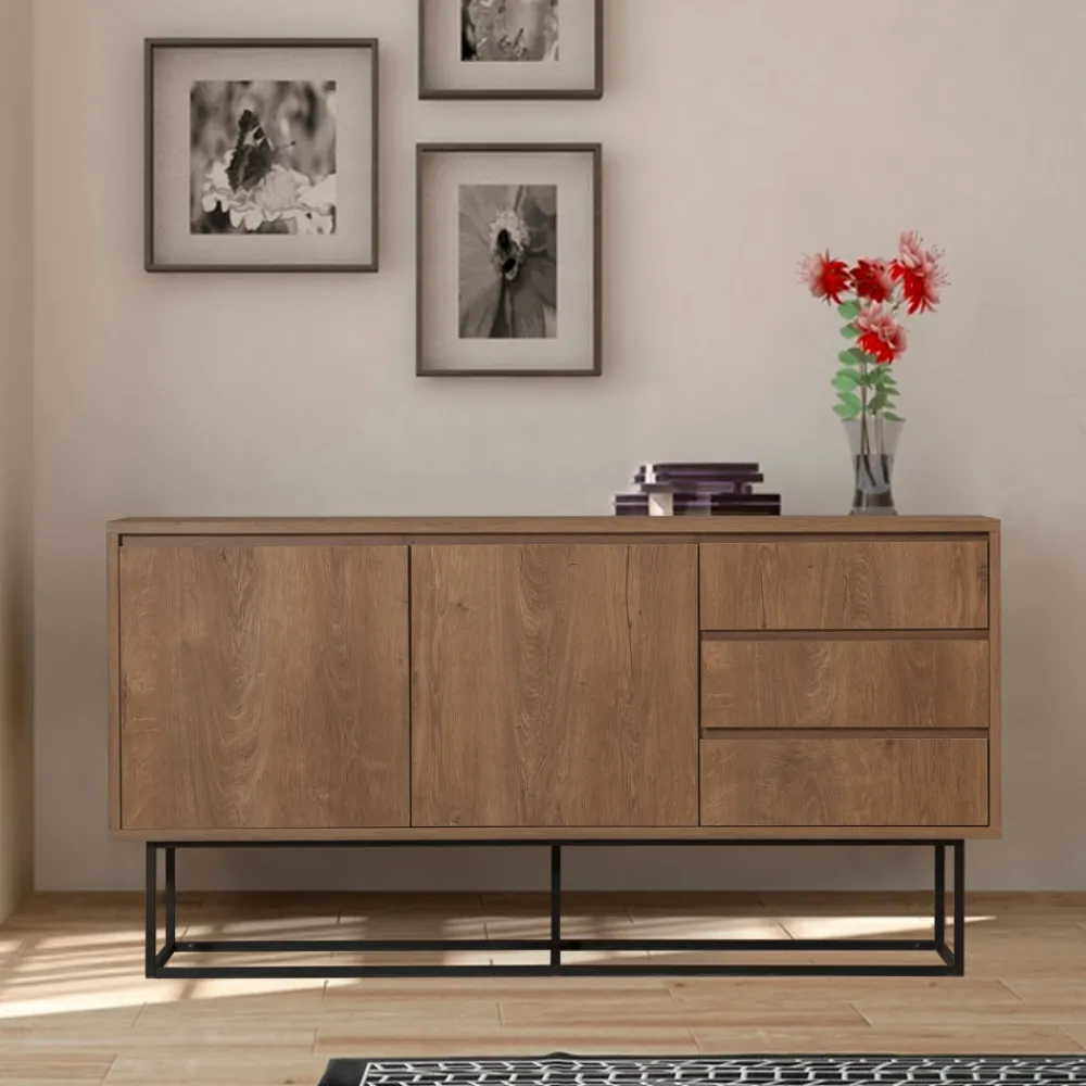 Drawer ROA Buffet 2 portes en bois et métal L140cm