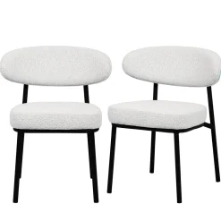 Drawer RODE Lot de 2 chaises en tissu bouclette, bois et métal
