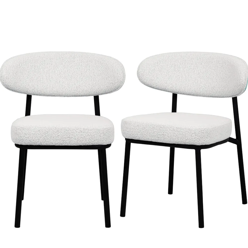 Drawer RODE Lot de 2 chaises en tissu bouclette, bois et métal