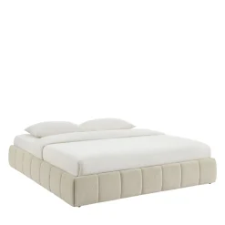 No name ROMEO Lit coffre en tissu chenille 180x200cm