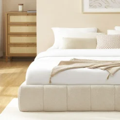 No name ROMEO Lit coffre en tissu chenille 180x200cm