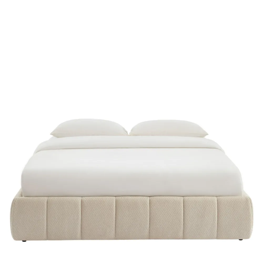 No name ROMEO Lit coffre en tissu chenille 160x200cm