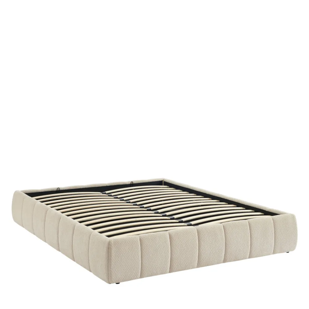 No name ROMEO Lit coffre en tissu chenille 160x200cm