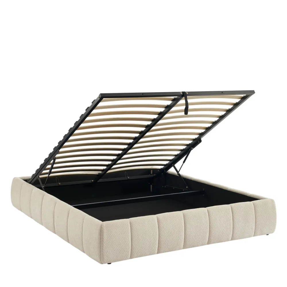 No name ROMEO Lit coffre en tissu chenille 160x200cm