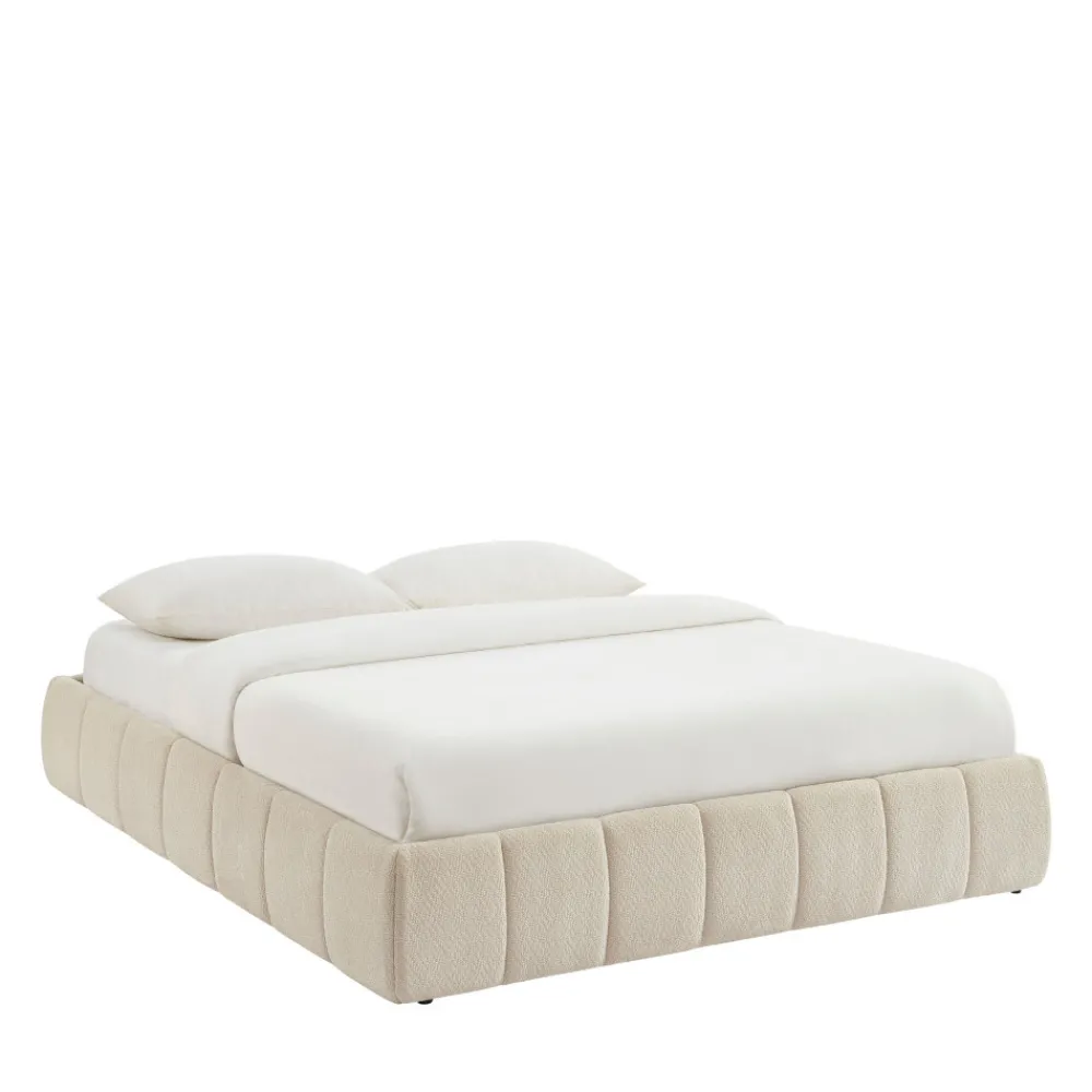 No name ROMEO Lit coffre en tissu chenille 160x200cm