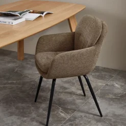 Woood RUNA Lot de 2 fauteuils de table en tissu et métal