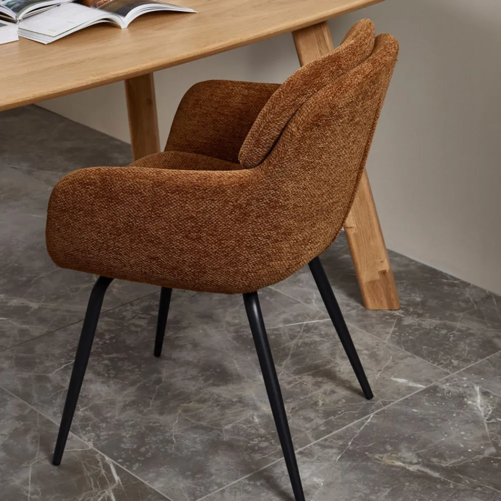 Woood RUNA Lot de 2 fauteuils de table en tissu et métal