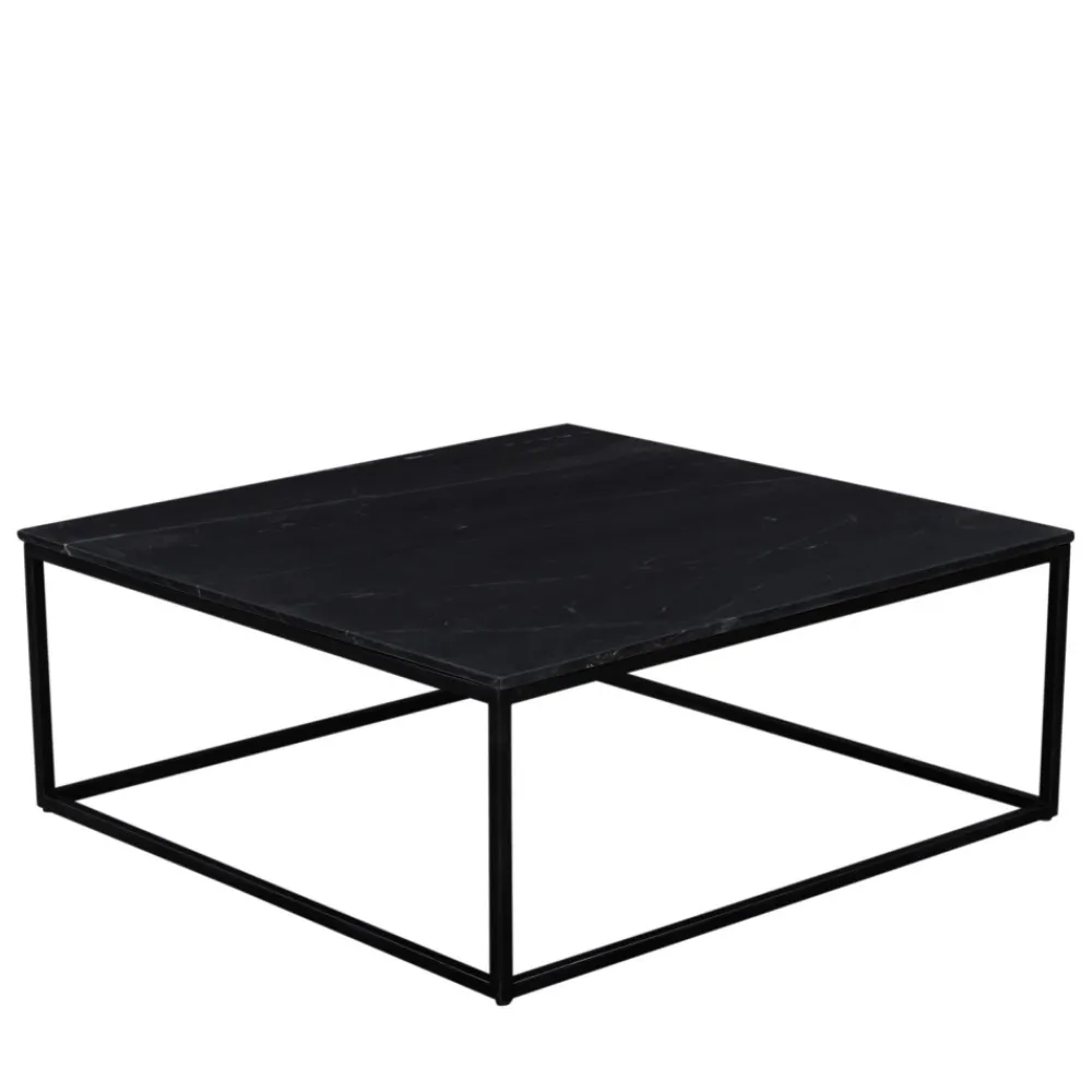 Drawer SAKU Table basse carrée en marbre et métal 100x100cm