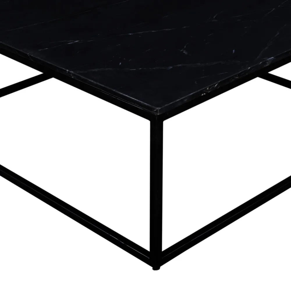 Drawer SAKU Table basse carrée en marbre et métal 100x100cm