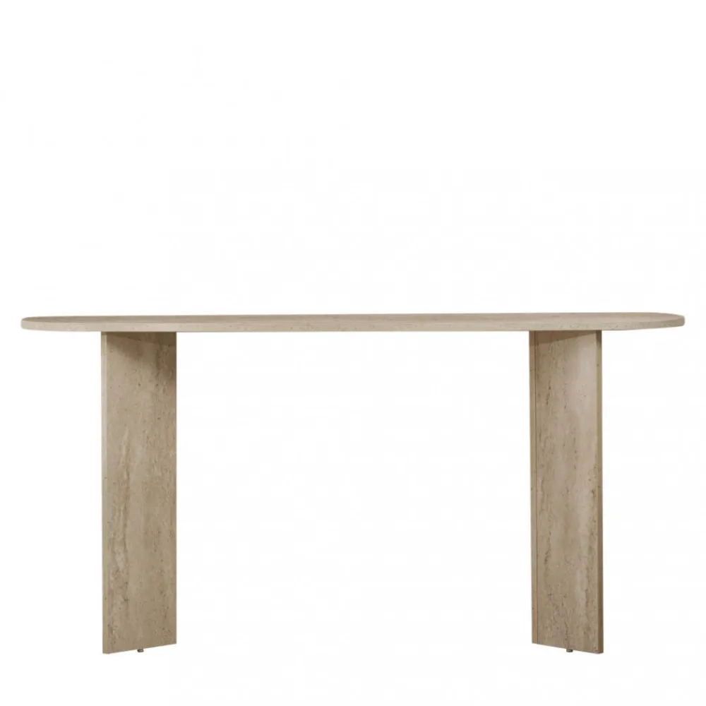 Drawer SAM Console ovale en effet travertin L150cm