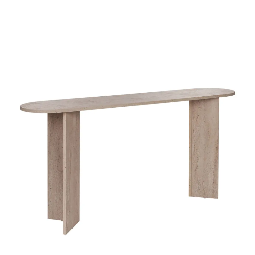 Drawer SAM Console ovale en effet travertin L150cm
