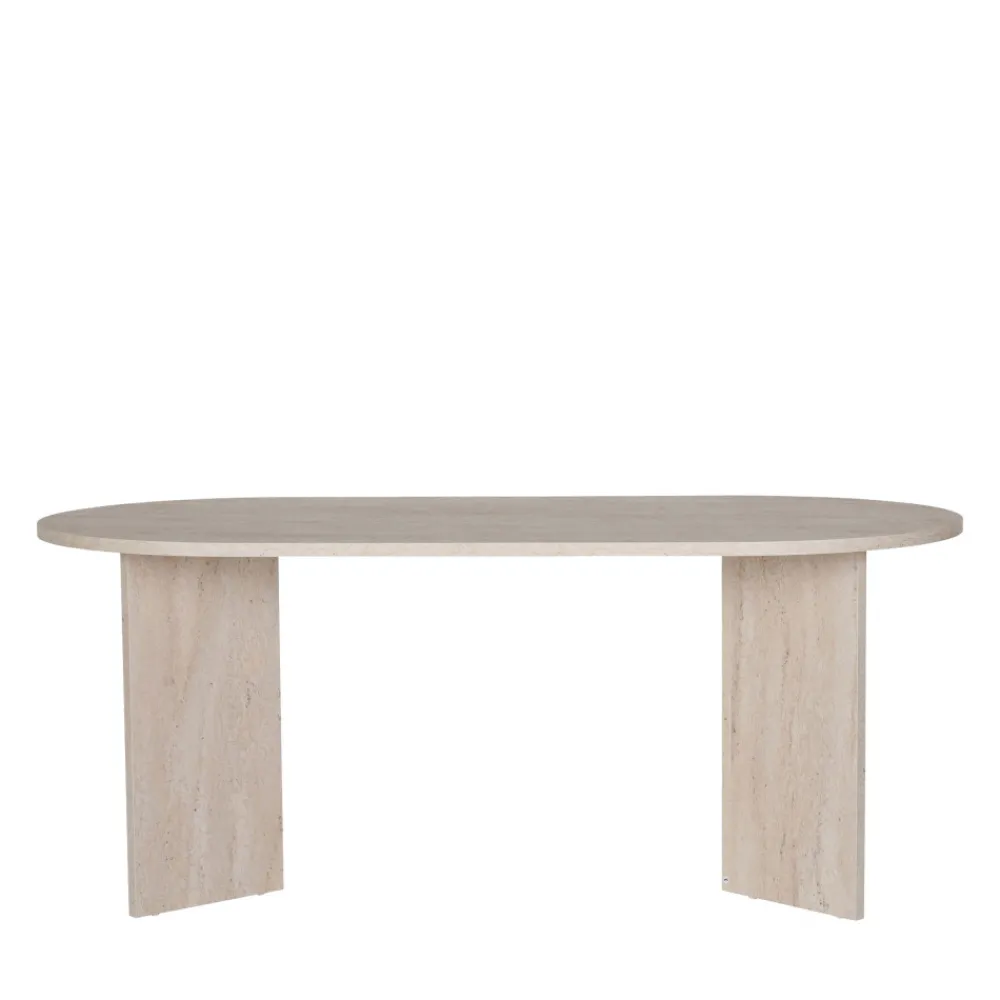 Drawer SAM Table à manger 8 personnes effet travertin