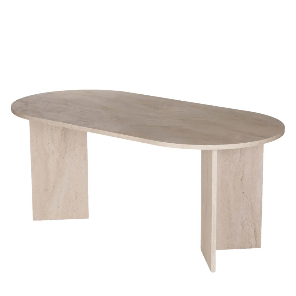 Drawer SAM Table à manger 8 personnes effet travertin