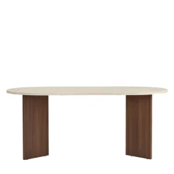 Drawer SAM Table à manger 8 personnes ovale en bois et effet travertin