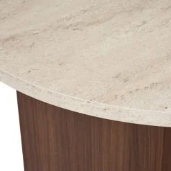 Drawer SAM Table à manger 8 personnes ovale en bois et effet travertin