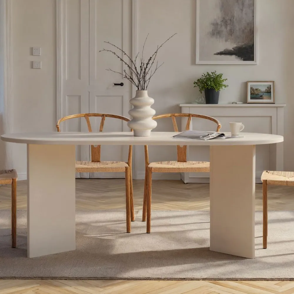 Drawer SAM Table à manger 8 personnes ovale en bois