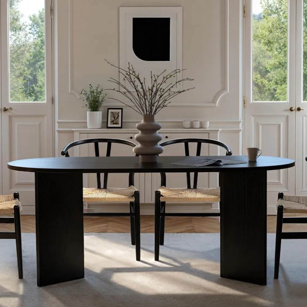 Drawer SAM Table à manger 8 personnes ovale en bois