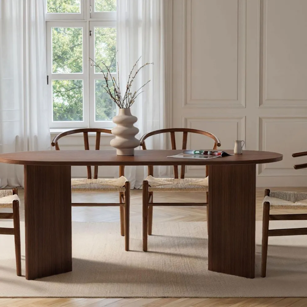 Drawer SAM Table à manger 8 personnes ovale en bois
