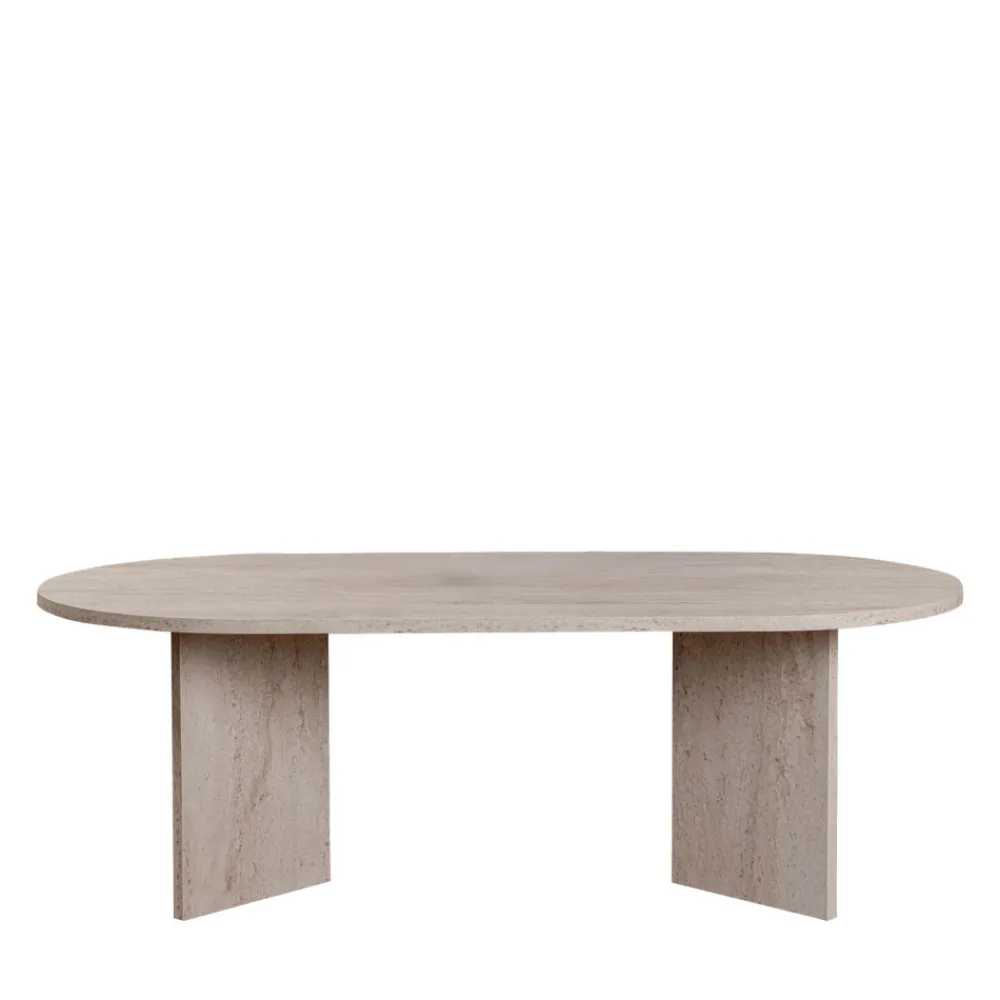 Drawer SAM Table basse ovale effet travertin 119x60cm
