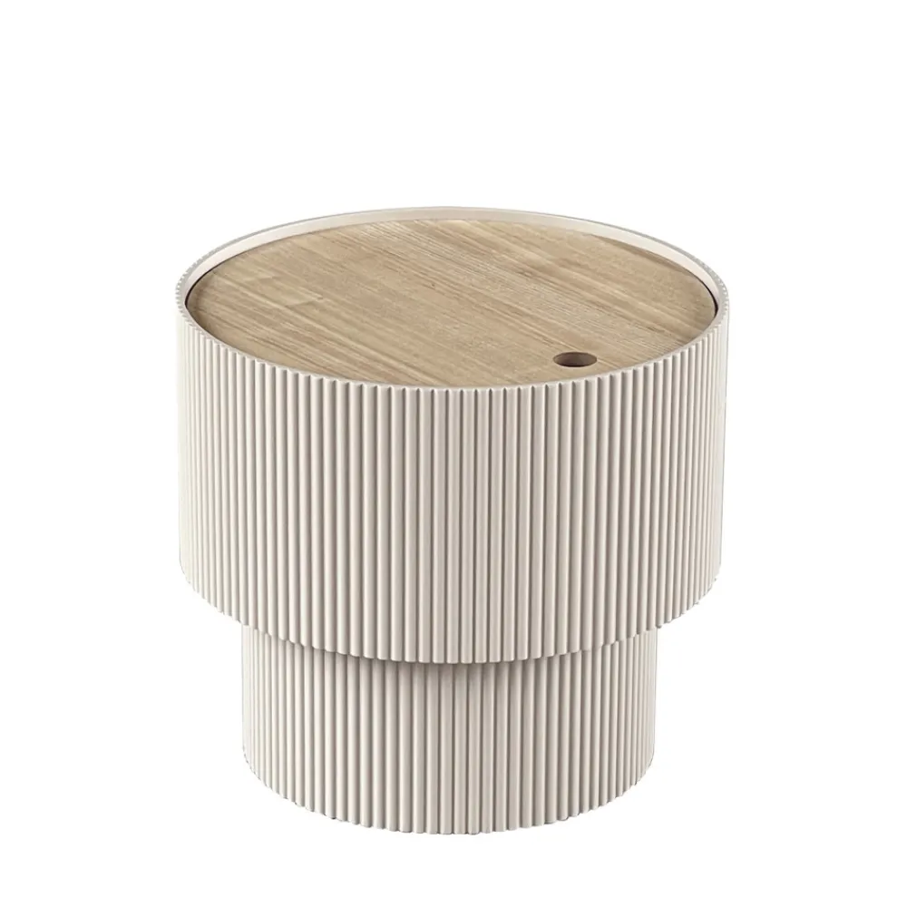 Drawer SAND I Table d'appoint avec rangement en bois ø38,5cm