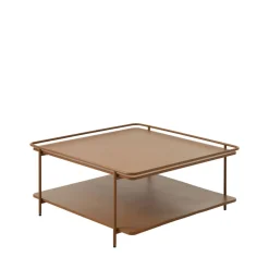 Drawer SARANDA Table basse carrée 2 plateaux en métal 75x75cm