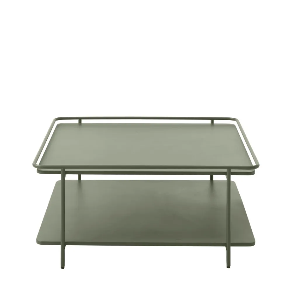 Drawer SARANDA Table basse carrée 2 plateaux en métal 75x75cm