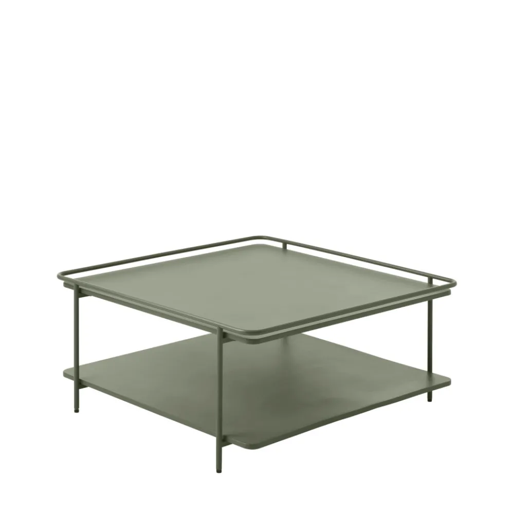 Drawer SARANDA Table basse carrée 2 plateaux en métal 75x75cm