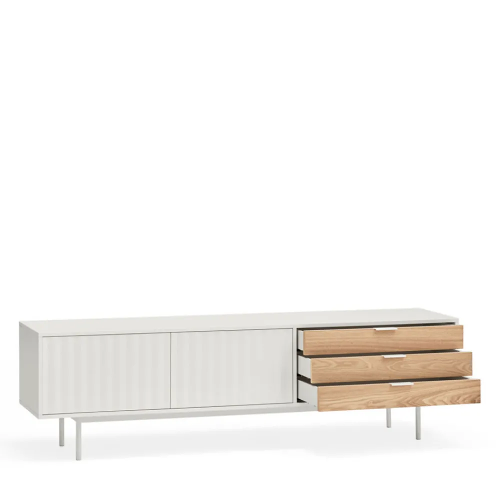 Teulat SIERRA Meuble TV 2 portes, 3 tiroirs en bois L180cm