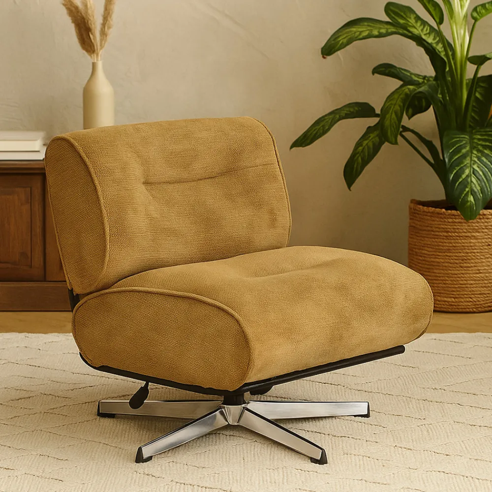 Drawer SIMON Fauteuil pivotant en tissu chenille pied étoile