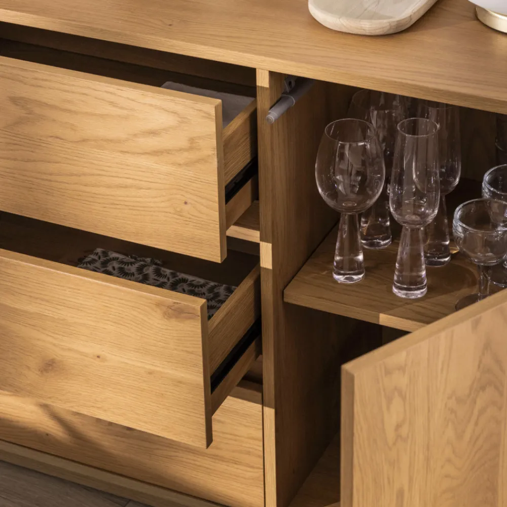 Drawer SINCE Buffet 2 portes, 3 tiroirs en bois L180cm